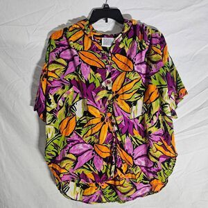 Floral tropical cotton vibrant blouse